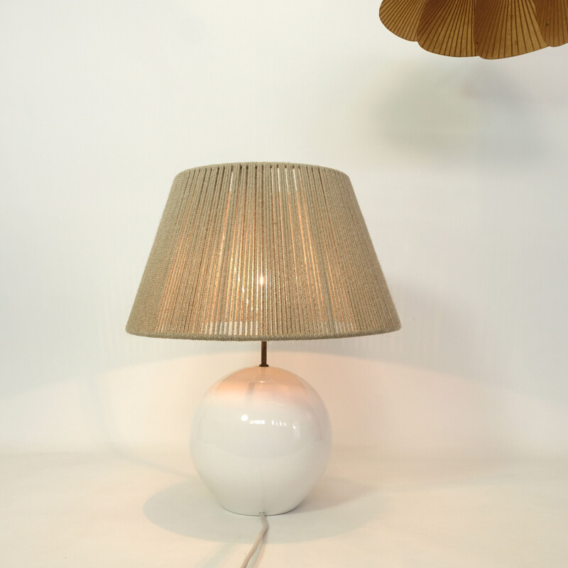 Large vintage ceramic and rope lamp 1960s