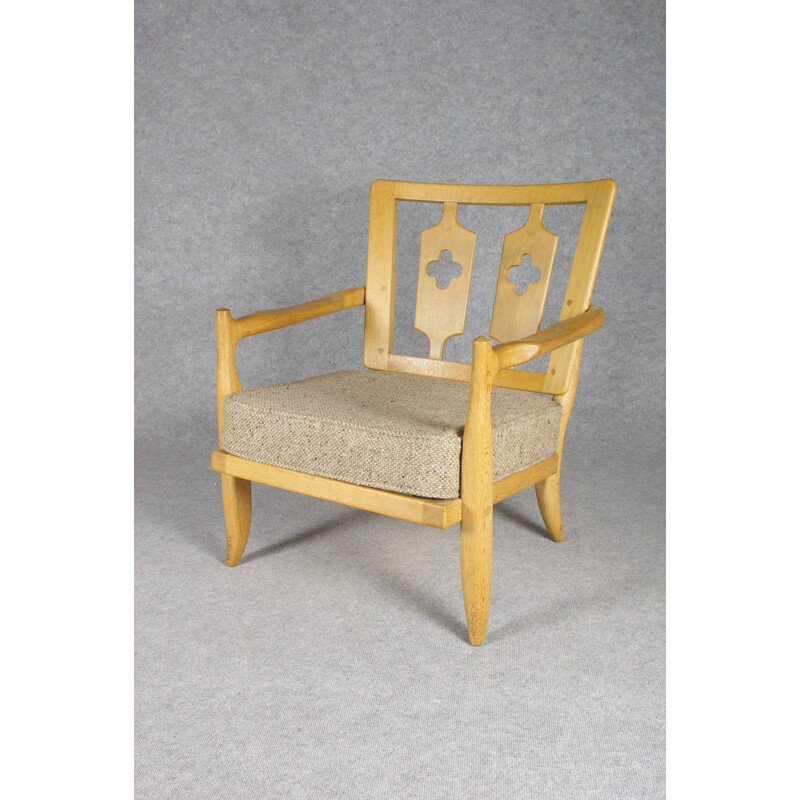 Fauteuil vintage Votre Maison en chêne et laine, GUILLERME et CHAMBRON - 1960