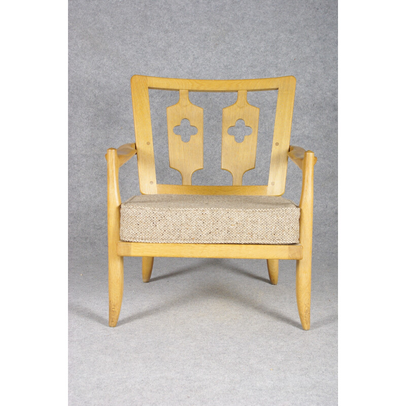 Votre Maison armchair in oak and wool, GUILLERME et CHAMBRON - 1960s