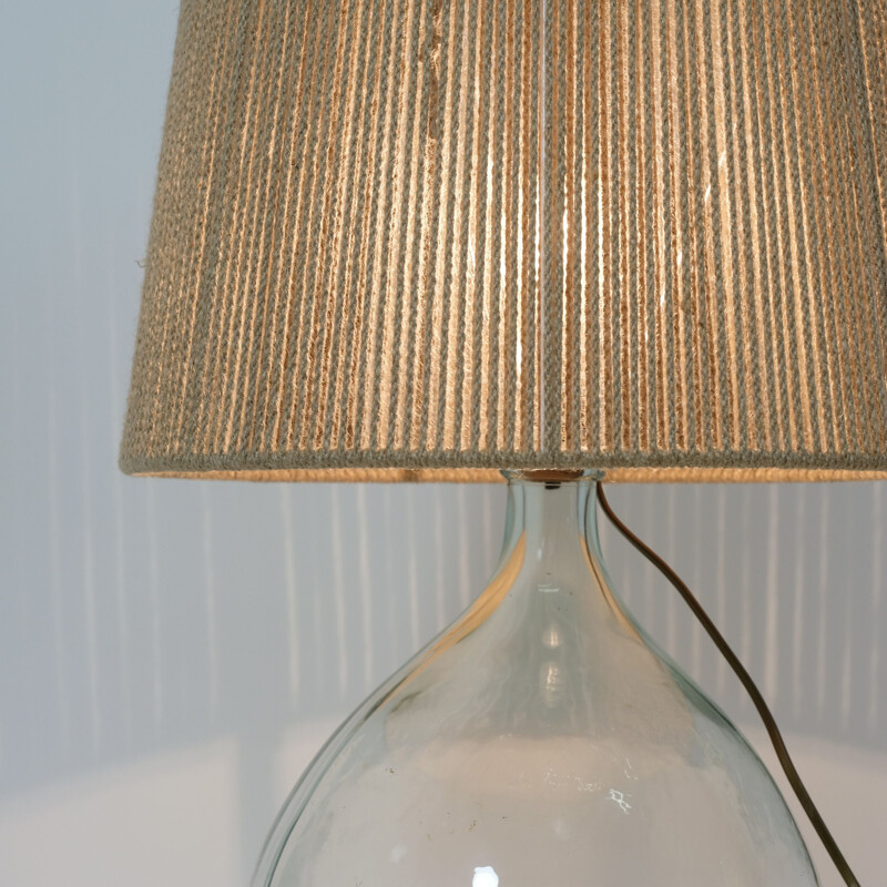 Lampe de table vintage abat-jour corde 1970