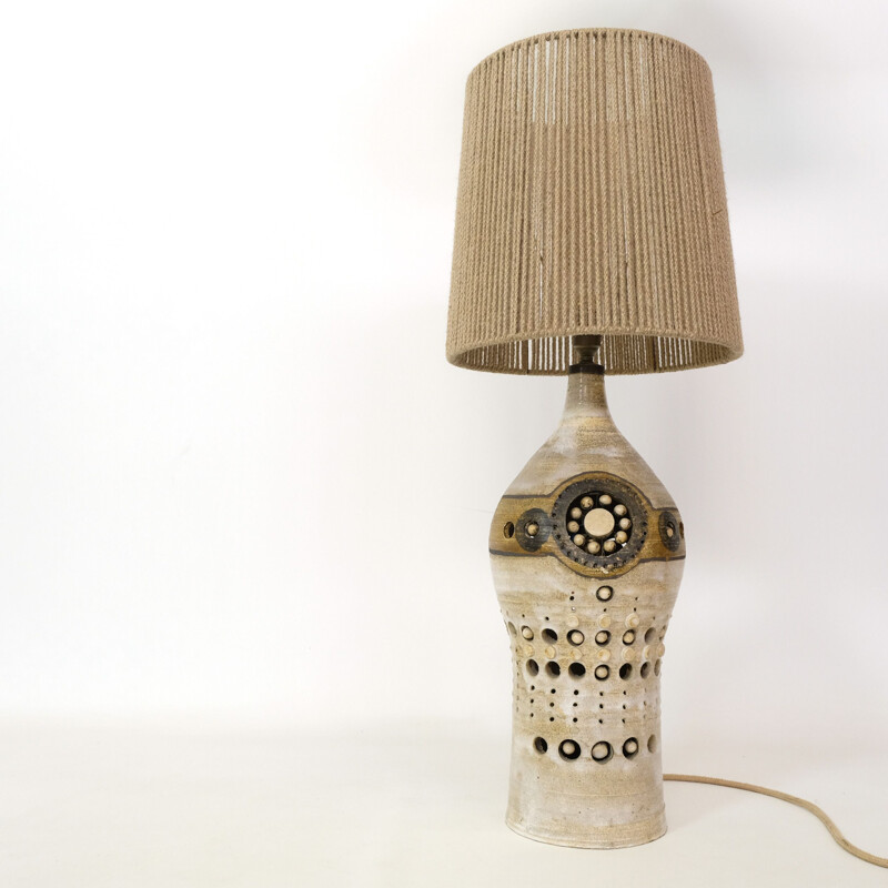 Large vintage Georges Pelletier ceramic table lamp 1970s