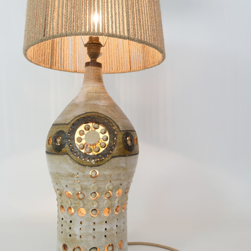 Large vintage Georges Pelletier ceramic table lamp 1970s