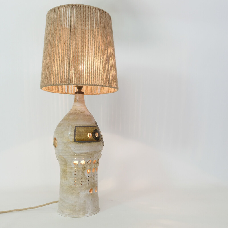 Large vintage Georges Pelletier ceramic table lamp 1970s