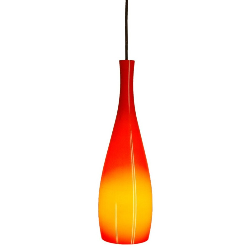 Fog and Morup hanging lamp in opal glass, Jacob BANG - 1960s