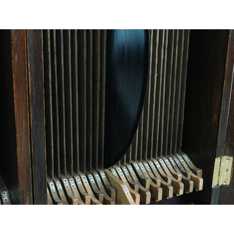 Vintage Mellophone Oak Record Cabinet 1930s