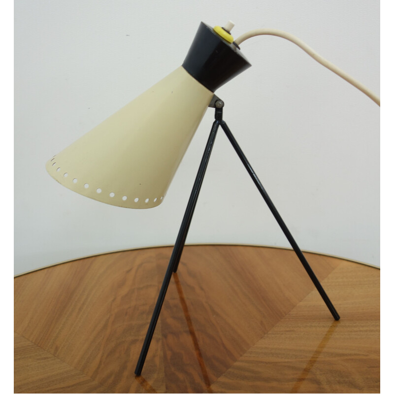 Lampe de bureau vintage Josef Hurka Noir et Blanc 1954