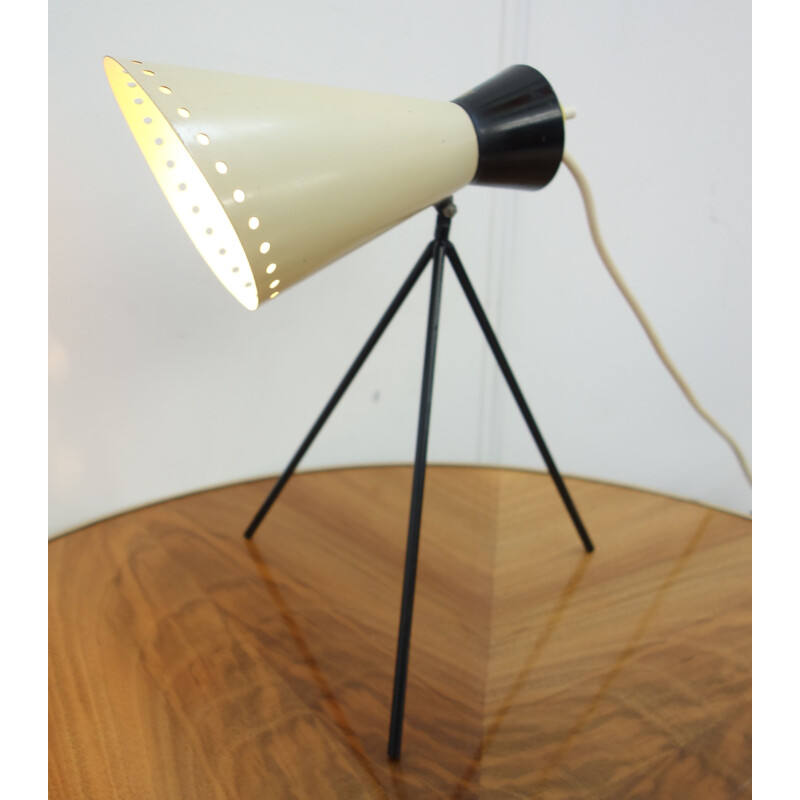 Lampe de bureau vintage Josef Hurka Noir et Blanc 1954