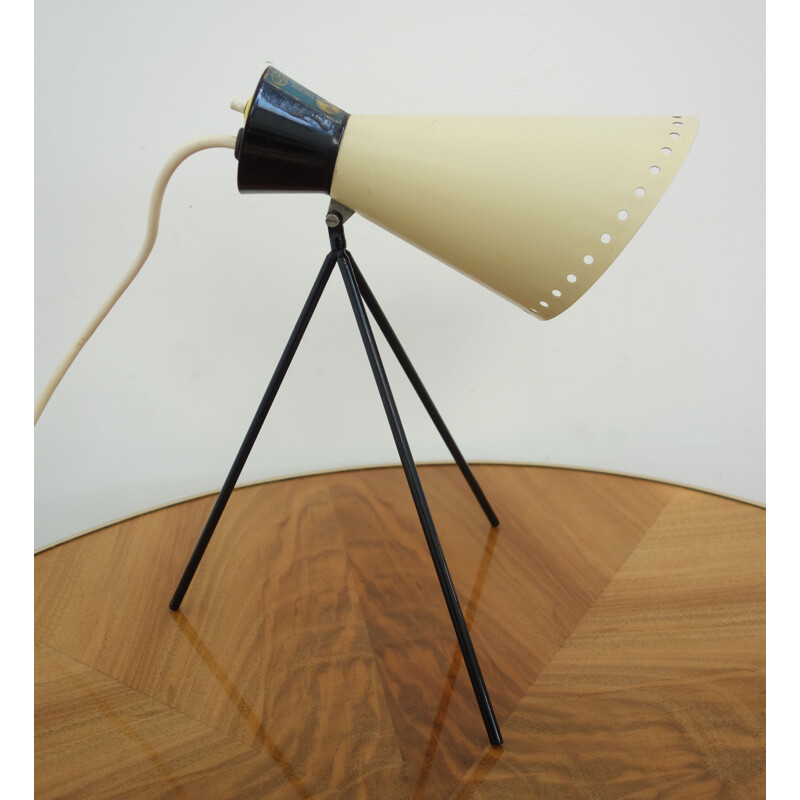 Lampe de bureau vintage Josef Hurka Noir et Blanc 1954