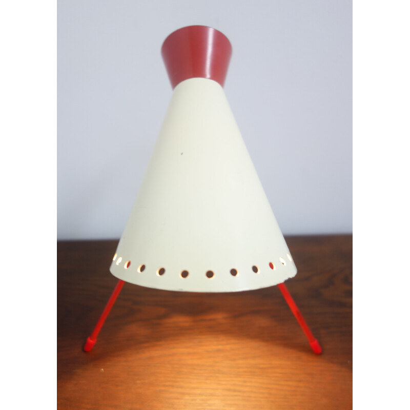 Lampe de bureau vintage Josef Hurka Rouge et Blanc 1954