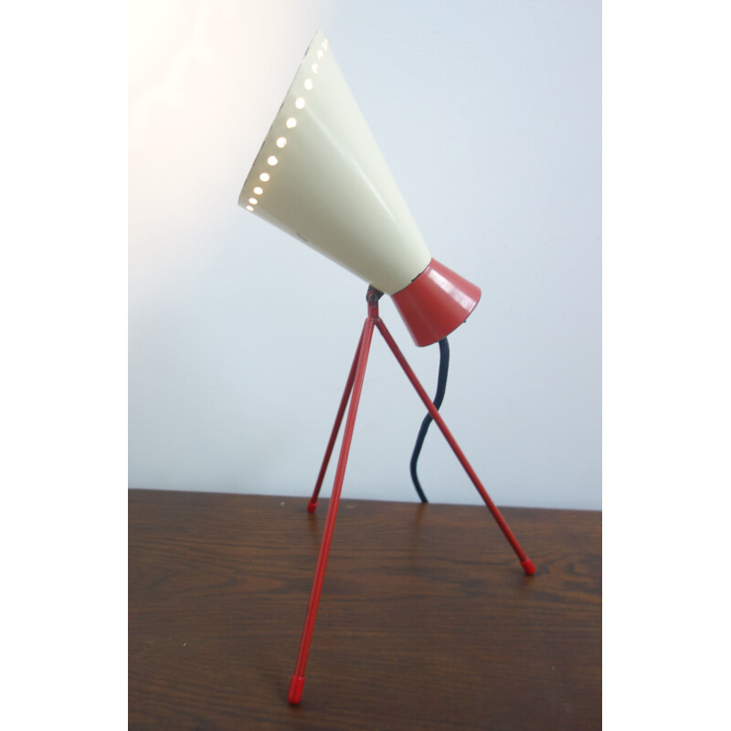 Vintage Josef Hurka desk lamp Red and White 1954s