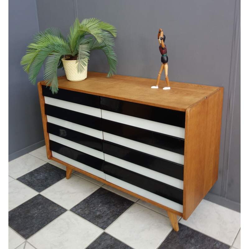 Vintage Black and White drawer sideboard by Jiroutek 1960s