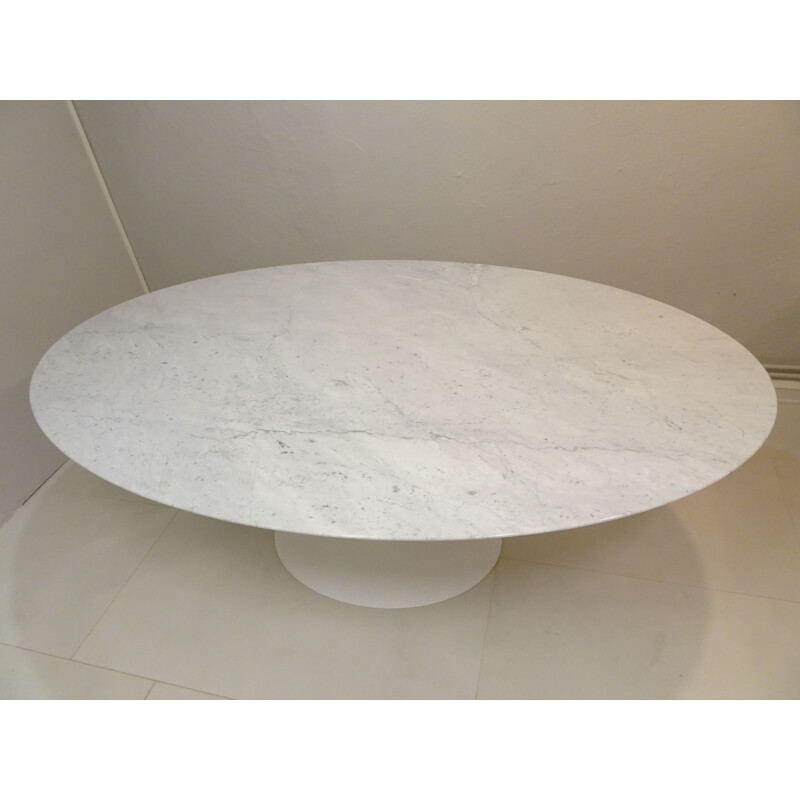 Vintage oval Saarinen table 198cm in marble for Knoll