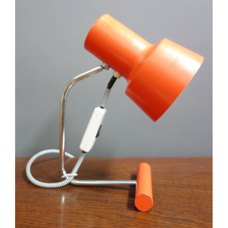 Lampe de table vintage orange Lidokov 1960