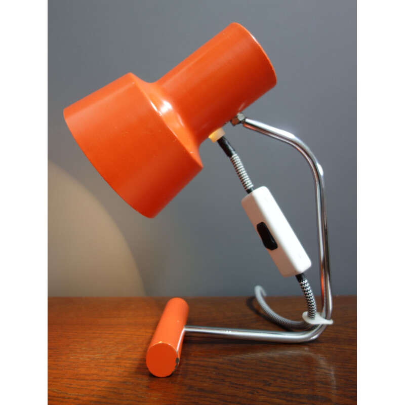 Vintage oranje tafellamp Lidokov 1960