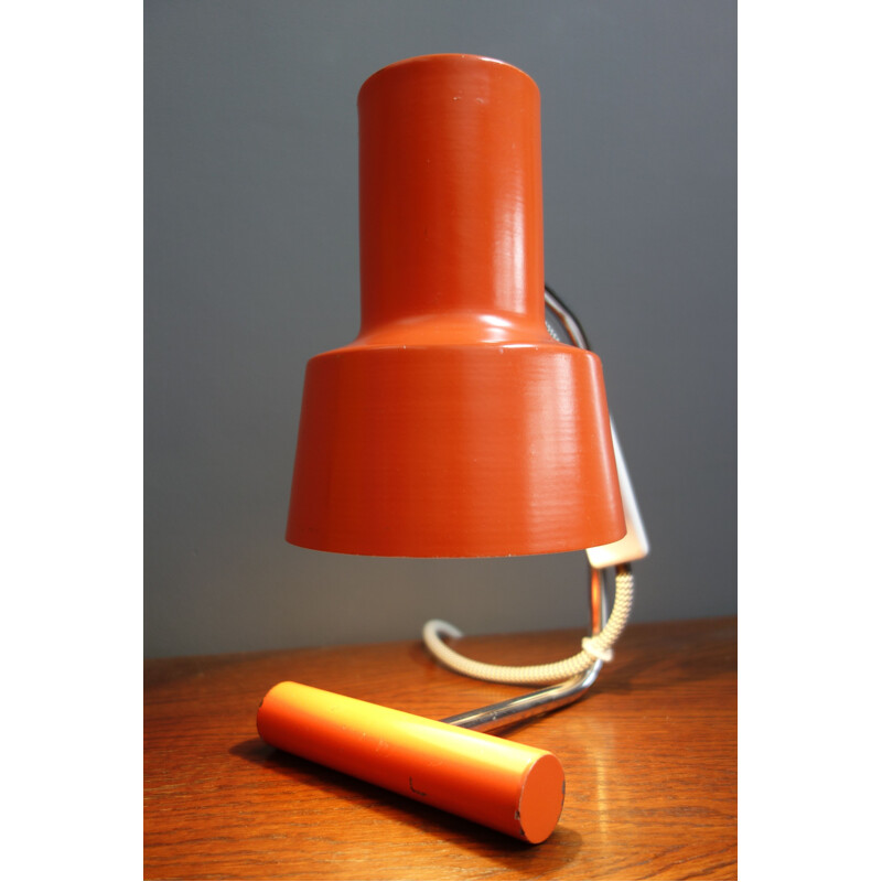 Lampe de table vintage orange Lidokov 1960