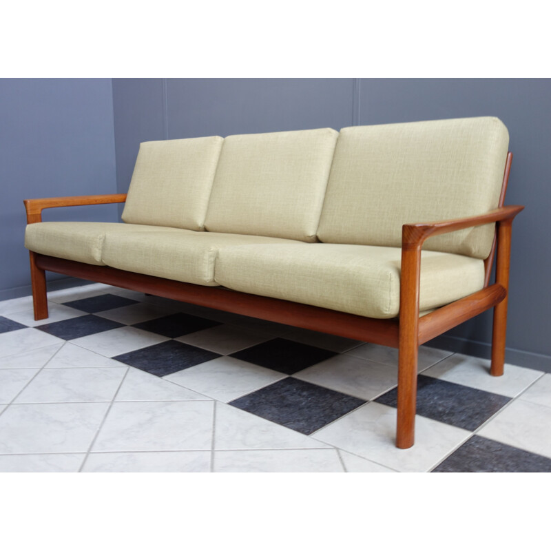 Vintage Teak 3 Seat Sofa By Sven Ellekaer For Komfort Denmark Model Borneo 1960s