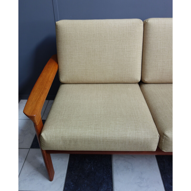 Vintage Teak 3 Seat Sofa By Sven Ellekaer For Komfort Denmark Model Borneo 1960s
