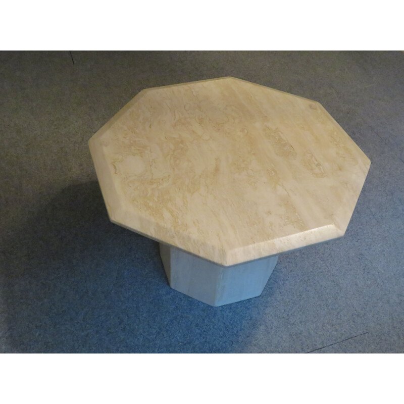 Table basse vintage en travertin, marbre