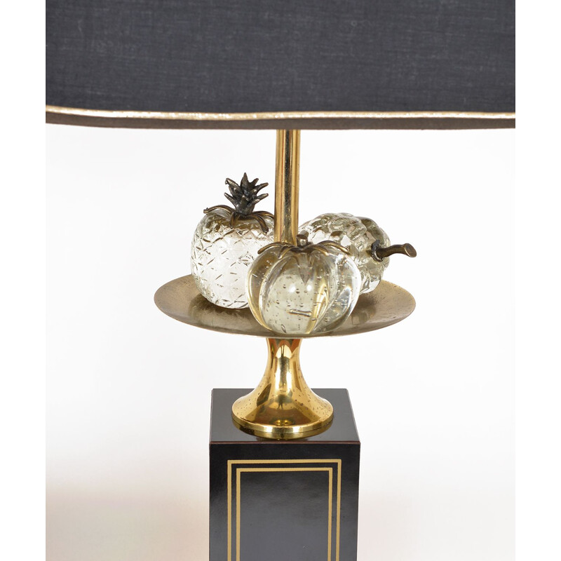 Pair of vintage Table Lamps Hollywood Regency  Maison Charles Pineapple Fruit French 1960s