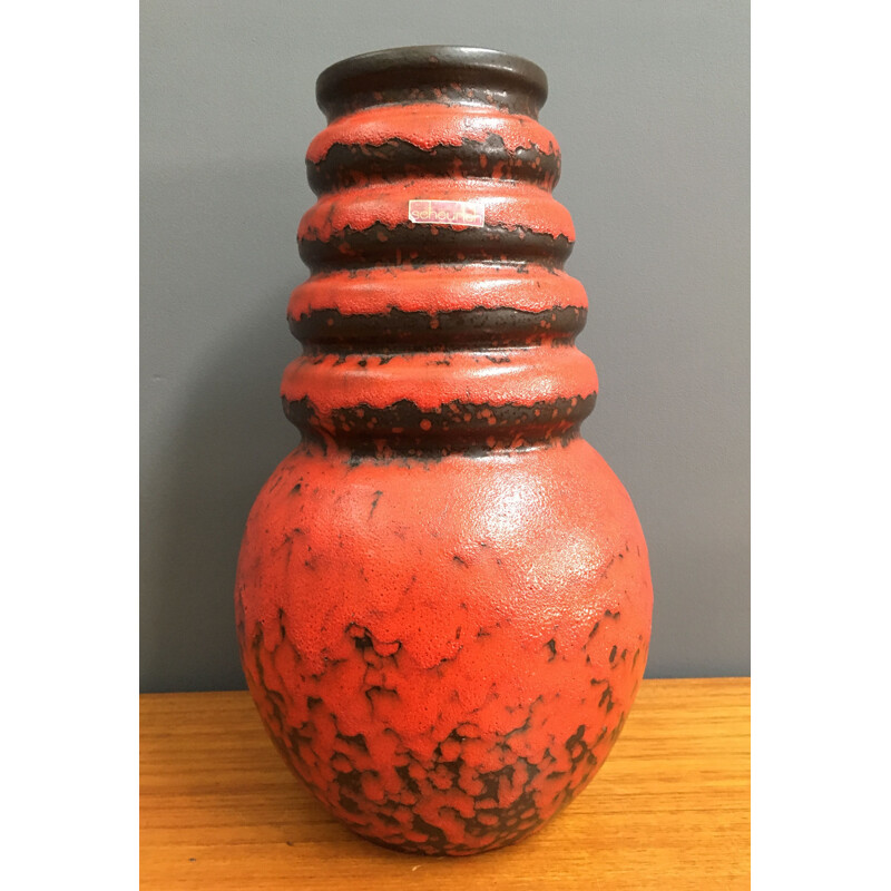 Vintage Red Fat Lava vase 1960s Model 269-40 Scheurich 1960s