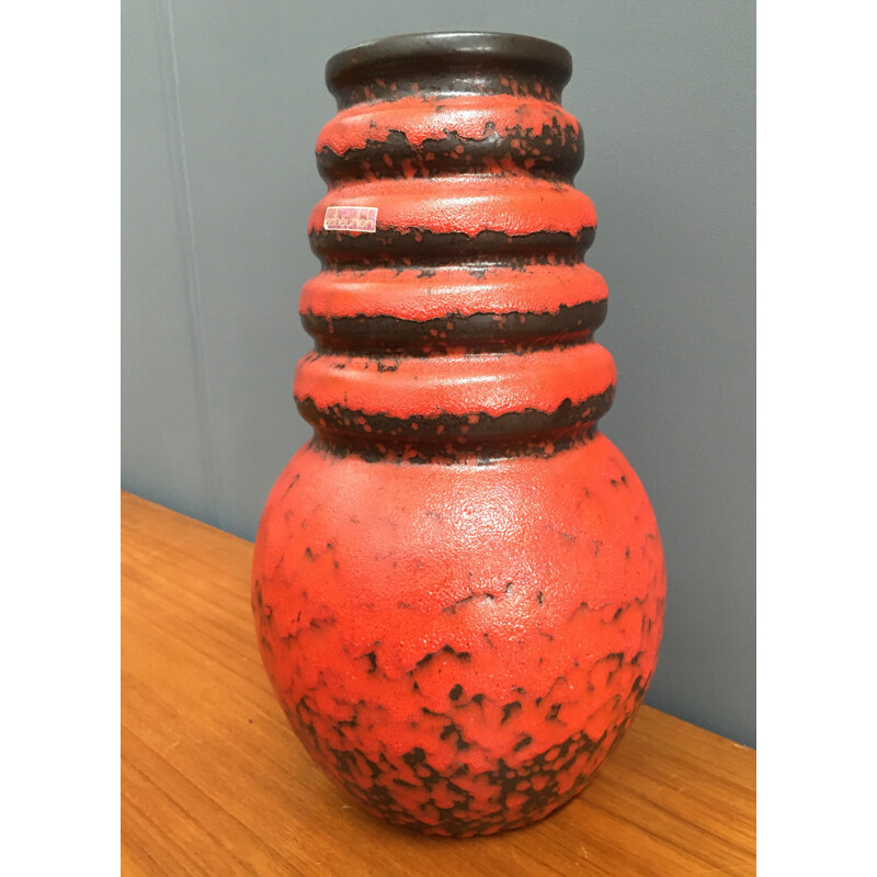 Vintage Red Fat Lava vase 1960s Model 269-40 Scheurich 1960s