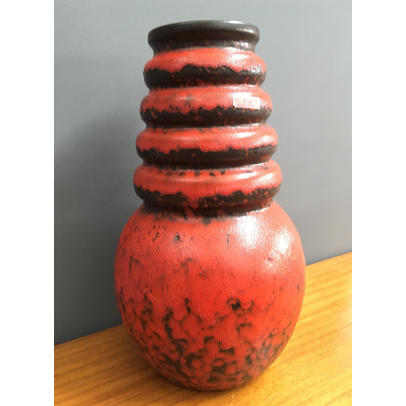 Vintage Red Fat Lava vase 1960s Model 269-40 Scheurich 1960s