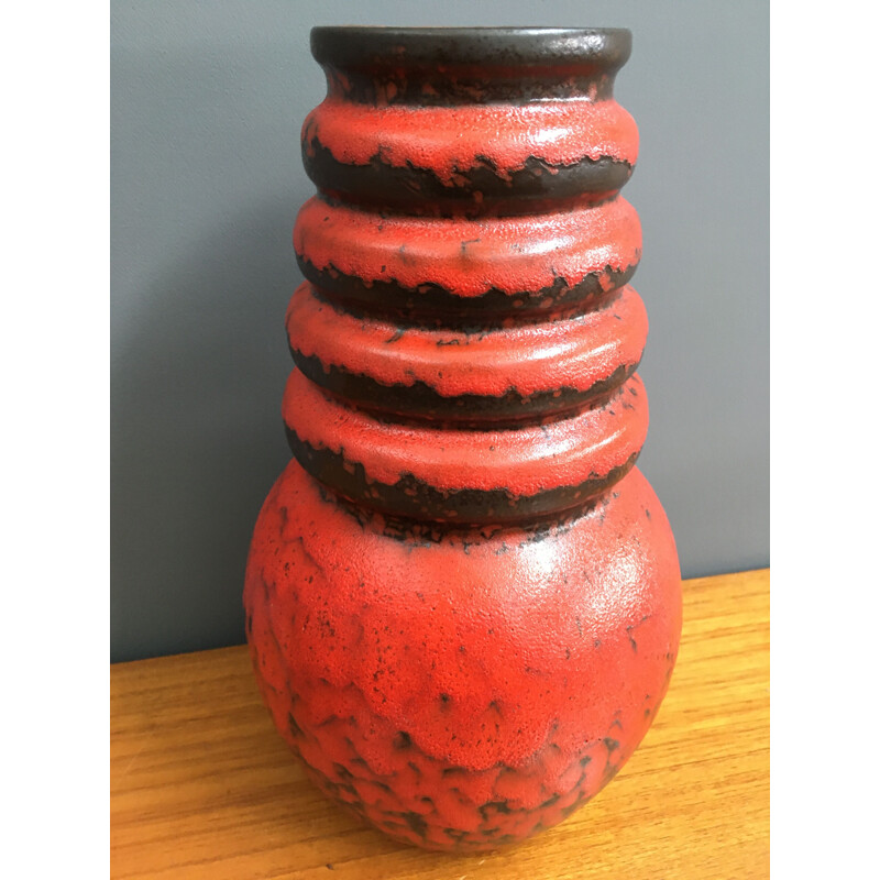 Vintage Red Fat Lava vase 1960s Model 269-40 Scheurich 1960s