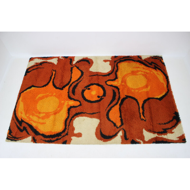 Vintage Abstract Mid-Century Wool Rug Danish 1970s