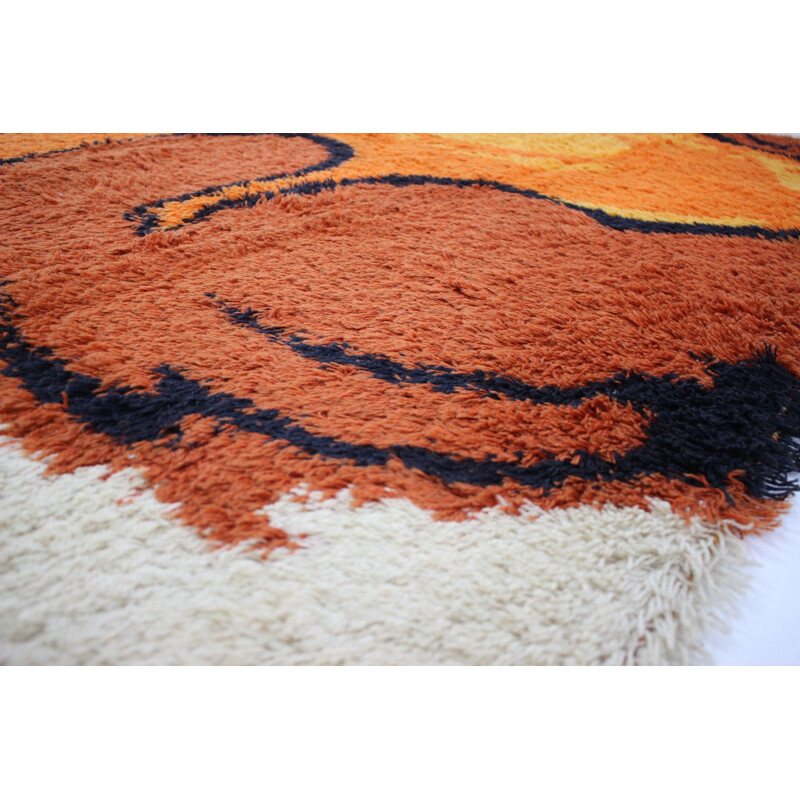 Vintage Abstract Mid-Century Wool Rug Danish 1970s