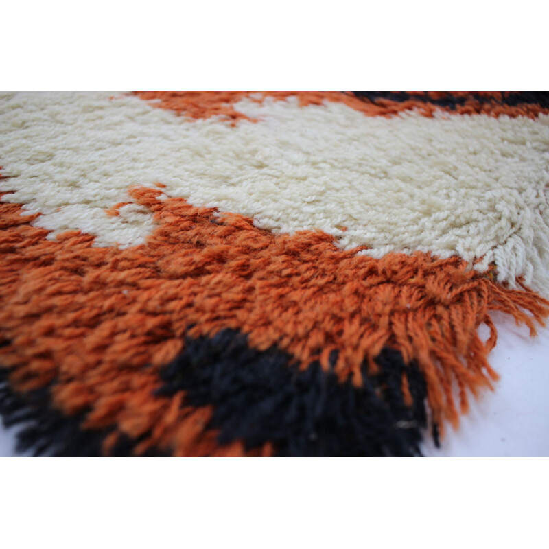 Vintage Abstract Mid-Century Wool Rug Danish 1970s