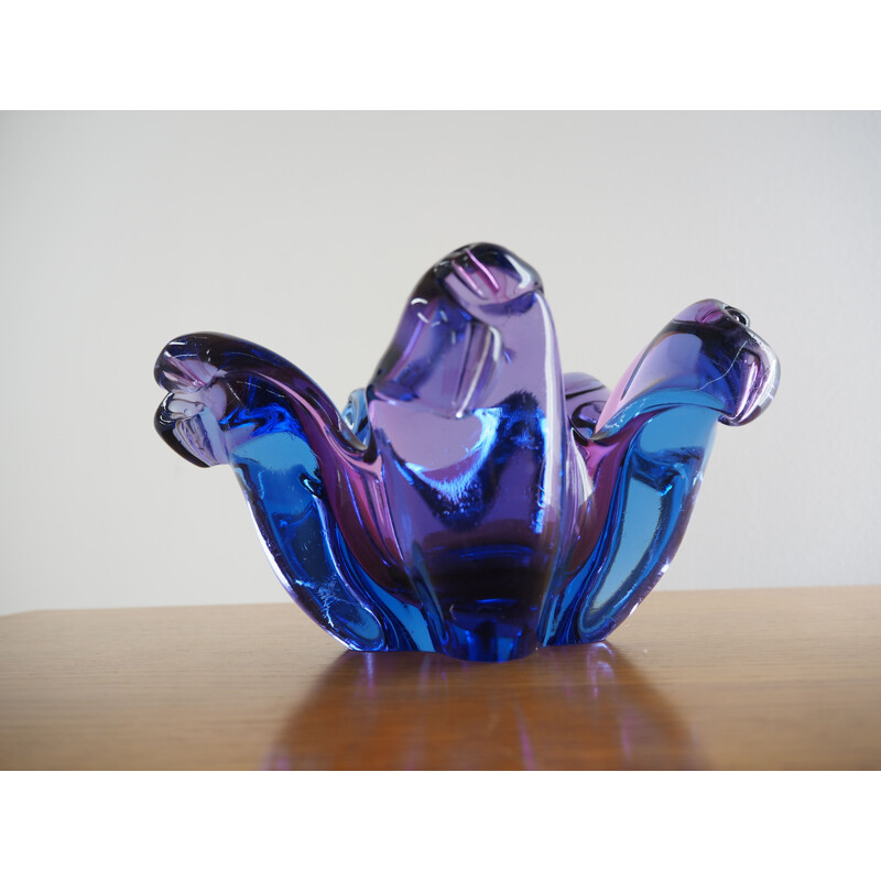 Vintage glass bowl, Czechoslovakia 1950