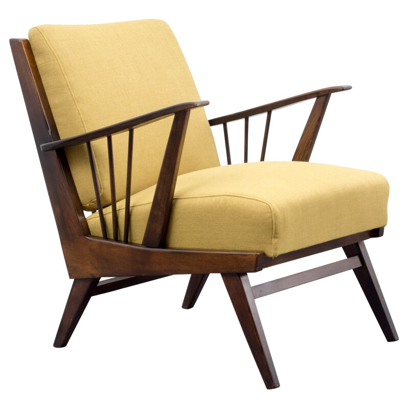 Vintage armchair in solid beech - 50s