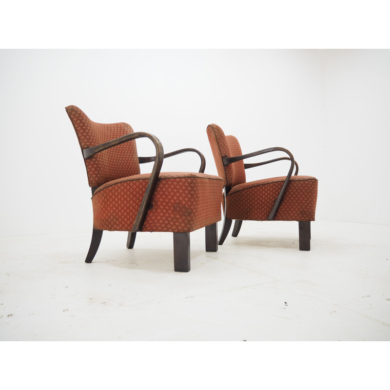 Pair of vintage armchairs by Jindrich Halabala, Art Deco 1930