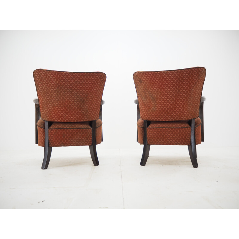 Pair of vintage armchairs by Jindrich Halabala, Art Deco 1930