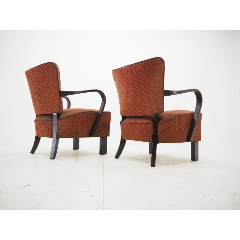 Pair of vintage armchairs by Jindrich Halabala, Art Deco 1930