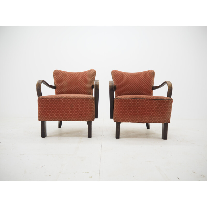 Pair of vintage armchairs by Jindrich Halabala, Art Deco 1930