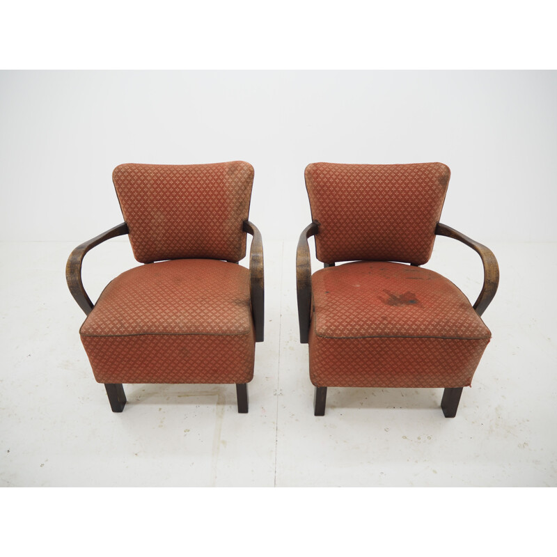 Pair of vintage armchairs by Jindrich Halabala, Art Deco 1930