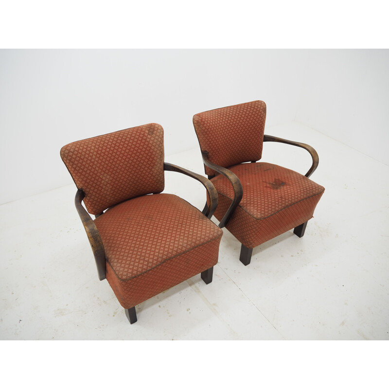 Pair of vintage armchairs by Jindrich Halabala, Art Deco 1930