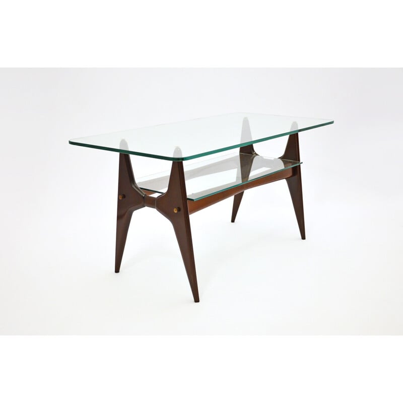 Vintage mahogany coffee table, Italy 1950