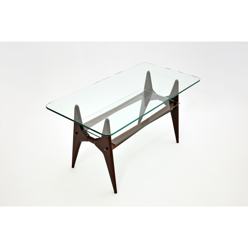 Vintage mahogany coffee table, Italy 1950