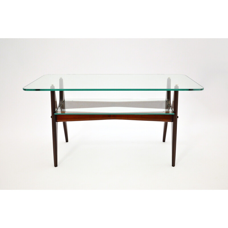 Vintage mahogany coffee table, Italy 1950