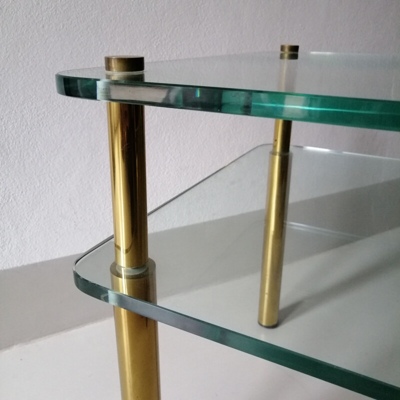 Vintage glass and brass side table 1970