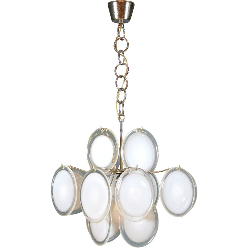 Vintage chandelier with Murano glass disc by Vistosi 1960