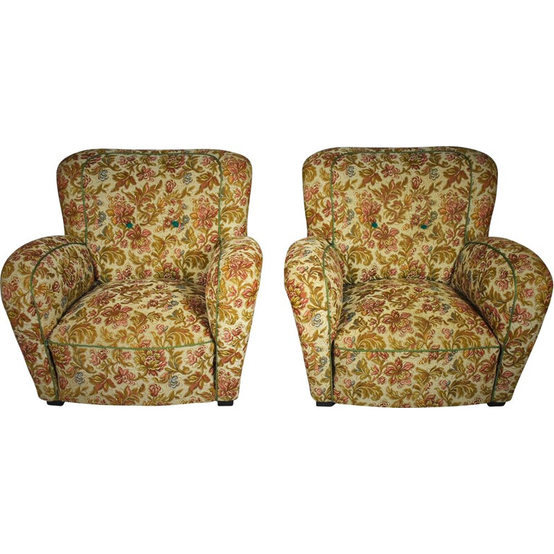 Pair of vintage armchairs, Art Deco, Czechoslovakia 1935