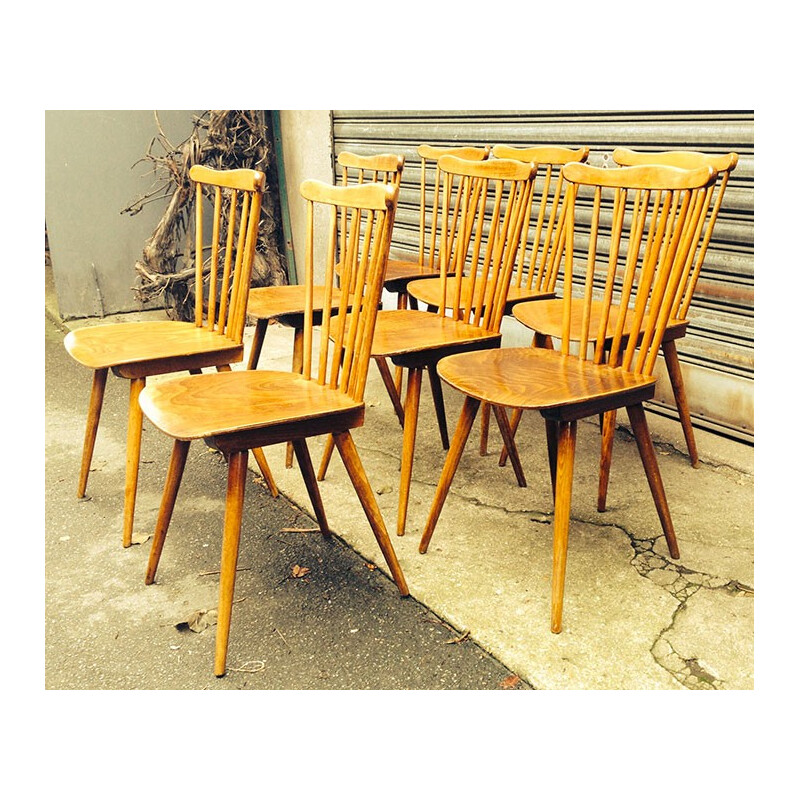 8 Scandinavian walnut chairs - 50s