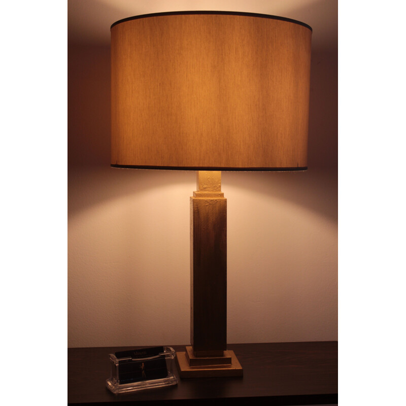 Vintage table lamp with hand brushed Florentine gold, Italy 1970