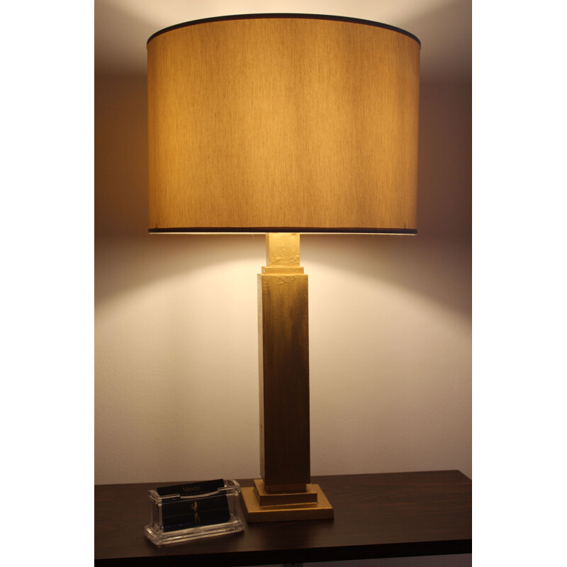 Vintage table lamp with hand brushed Florentine gold, Italy 1970