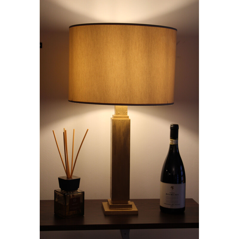 Vintage table lamp with hand brushed Florentine gold, Italy 1970