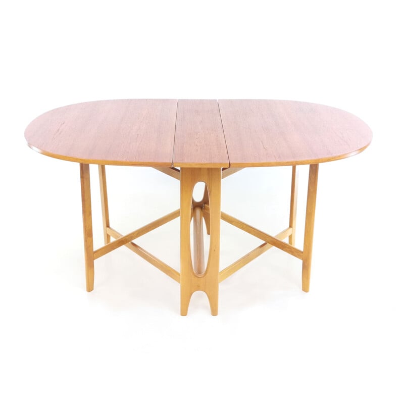 Table à manger vintage en teck, modèle "Ellipse", de Bendt Winge pour Kleppes Møbelfabrikk, Norvège 1960