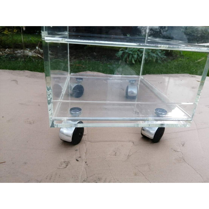 Vintage cabinet of plexiglass on practical wheels 1960s